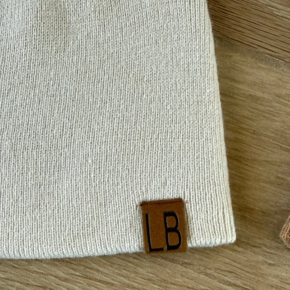 2 Little Bipsy Knit Beanie Set - White and Tan